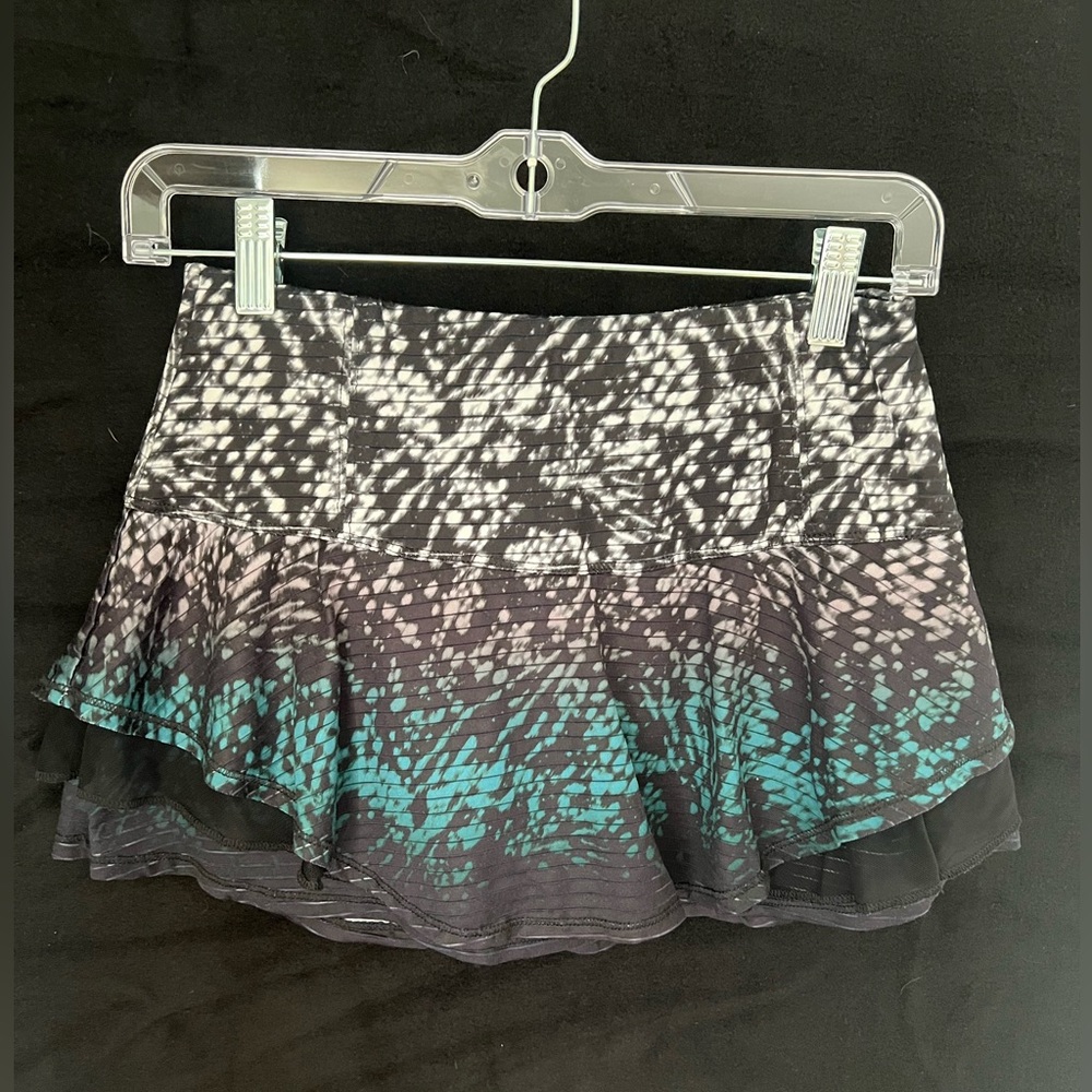 Lucky in Love Cute Women Tennis Mini Skirt Skort Layered black mesh XS (0-2)